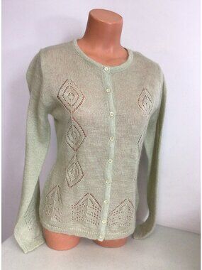 B Moss Green Mohair Cardigan Sweater Y2K Womens Medium